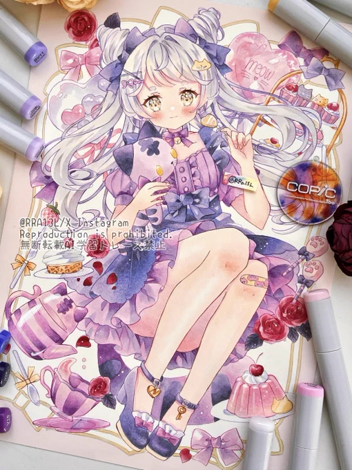 #刺さる人に届け一次創作祭りコピックでふんわりとした女の子を描いています 