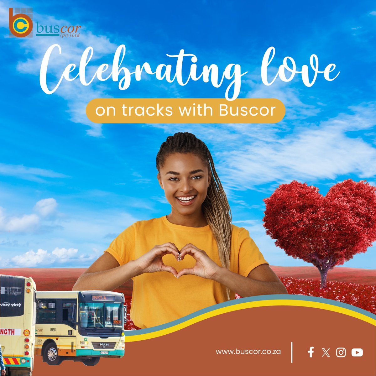 Hello love, Hello February. We wish our passengers a safe and happy February. Thank you for using Buscor services.

#monthoflove #LoveIsInTheAir #Buscor #trending #NelspruitTransport