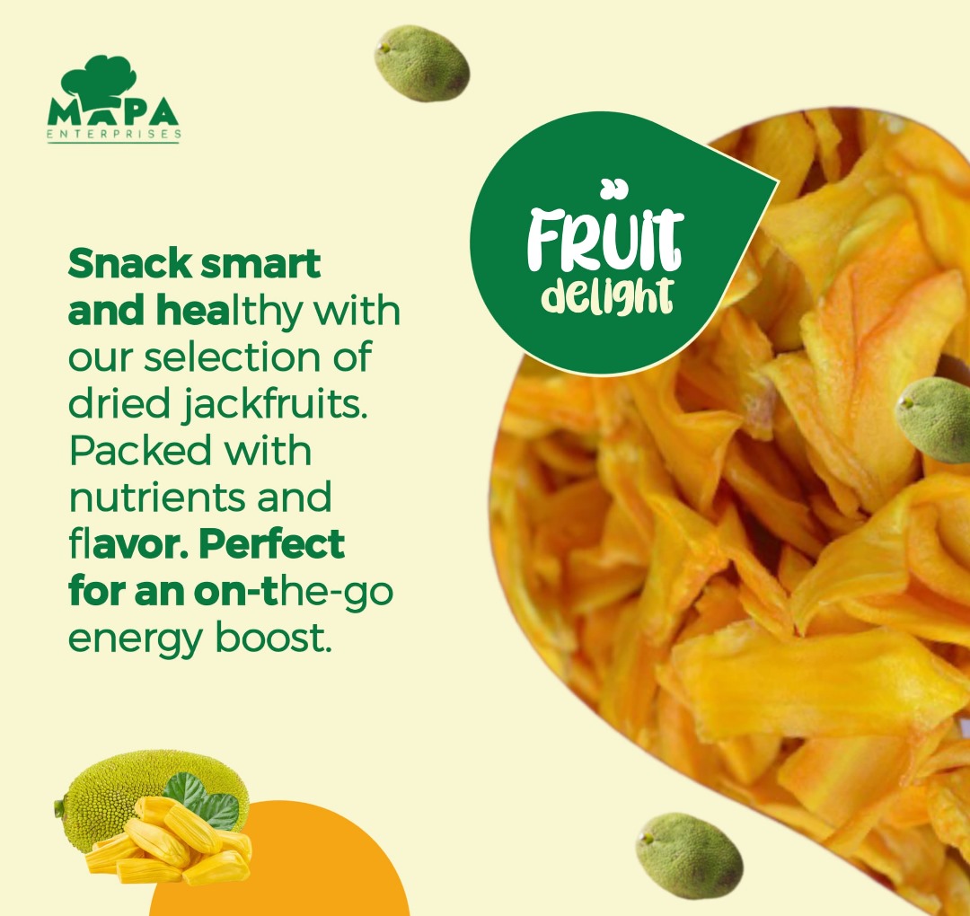 Snack smart and healthy with our selection of dried jackfruit, packed with nutrients and flavor. Perfect for an on-the-go energy boost!
#MapaJackfruit #NatureSweet #HealthBenefits #BalancedDiet #FreshTaste