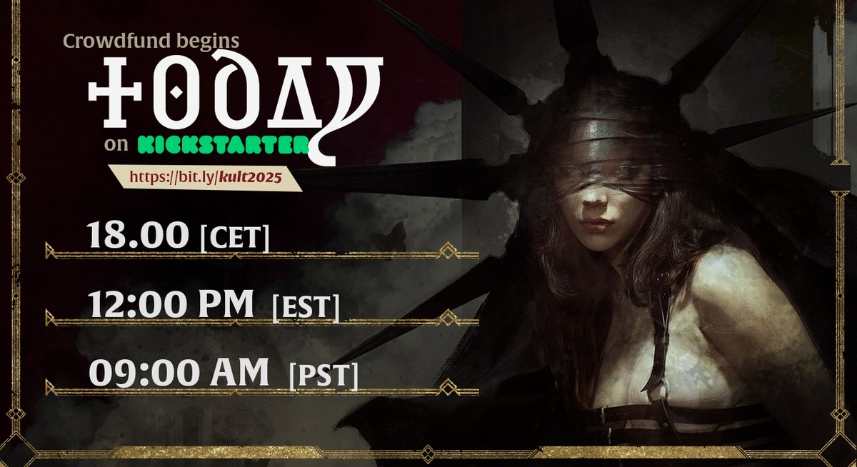 KultRPG's tweet image. Kultists!

The Kickstarter campaign for Dark Realms &amp;amp; Other Horrors, a collection of four new books (and hopefully some more!) for KULT: Divinity Lost, begins today!

Sign up to be notified here: bit.ly/kult2025

#kult #kultrpg #kultdivinitylost #rpg