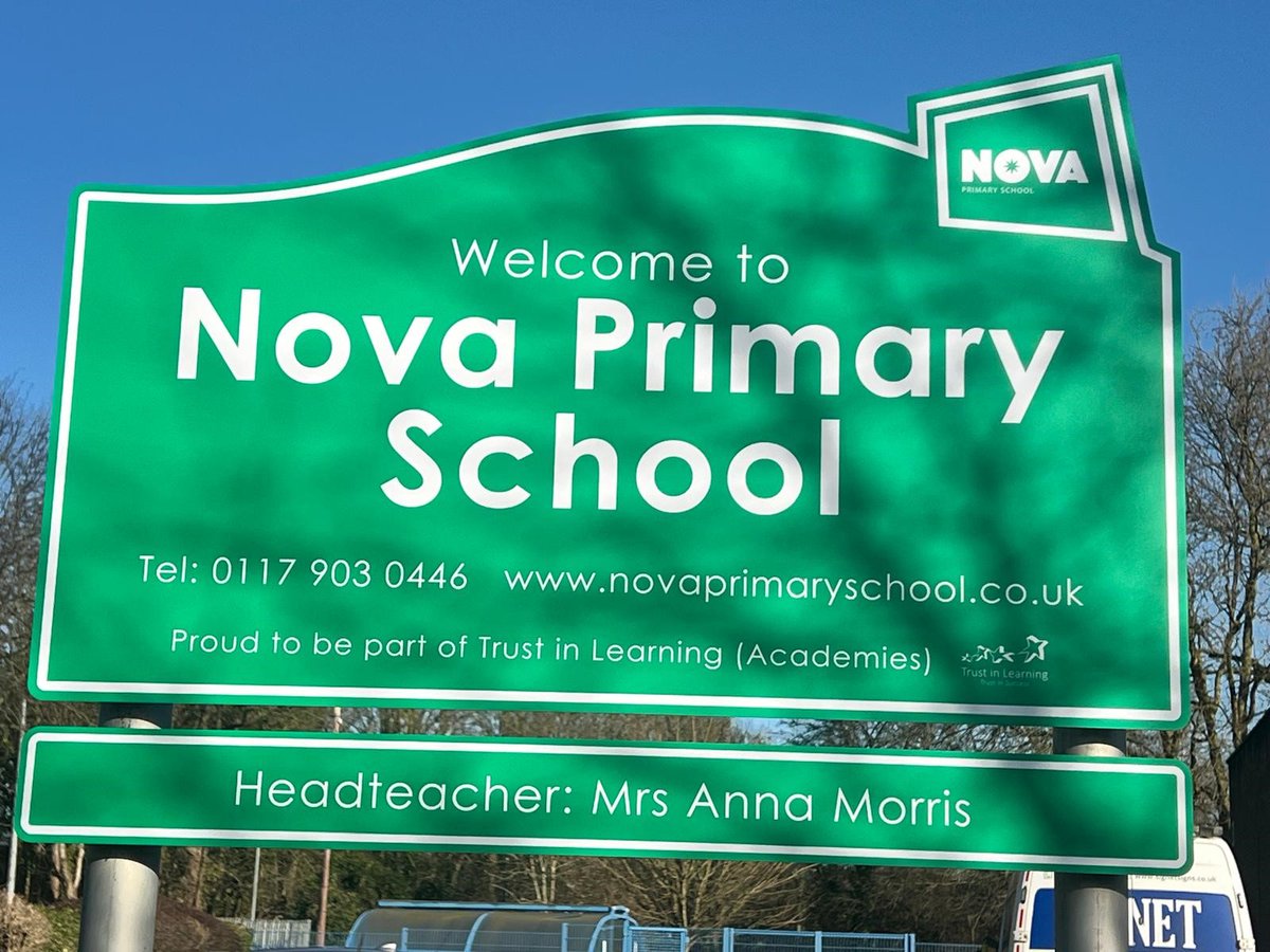 NovaPrimary's tweet photo. A shiny new sign to celebrate our first week as an official part of the Trust in Learning Academies family! #walkforward #tila #nostartoofar https://t.co/aHWX3P2F8G