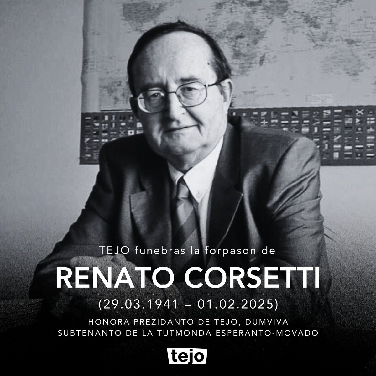 tejoesperanto's tweet photo. En TEJO ni funebras la morton de Renato Corsetti (1941-2025), elstara aktivulo de la Esperanto-movado kaj interalie Honora Prezidanto de TEJO. Restu en paco! 🕯️ Kaj ke ni inspiriĝu de via verko. Nia plena nekrologo legeblas ĉi tie:
https://t.co/PyJMygFxVc https://t.co/y8ZnDQNazZ