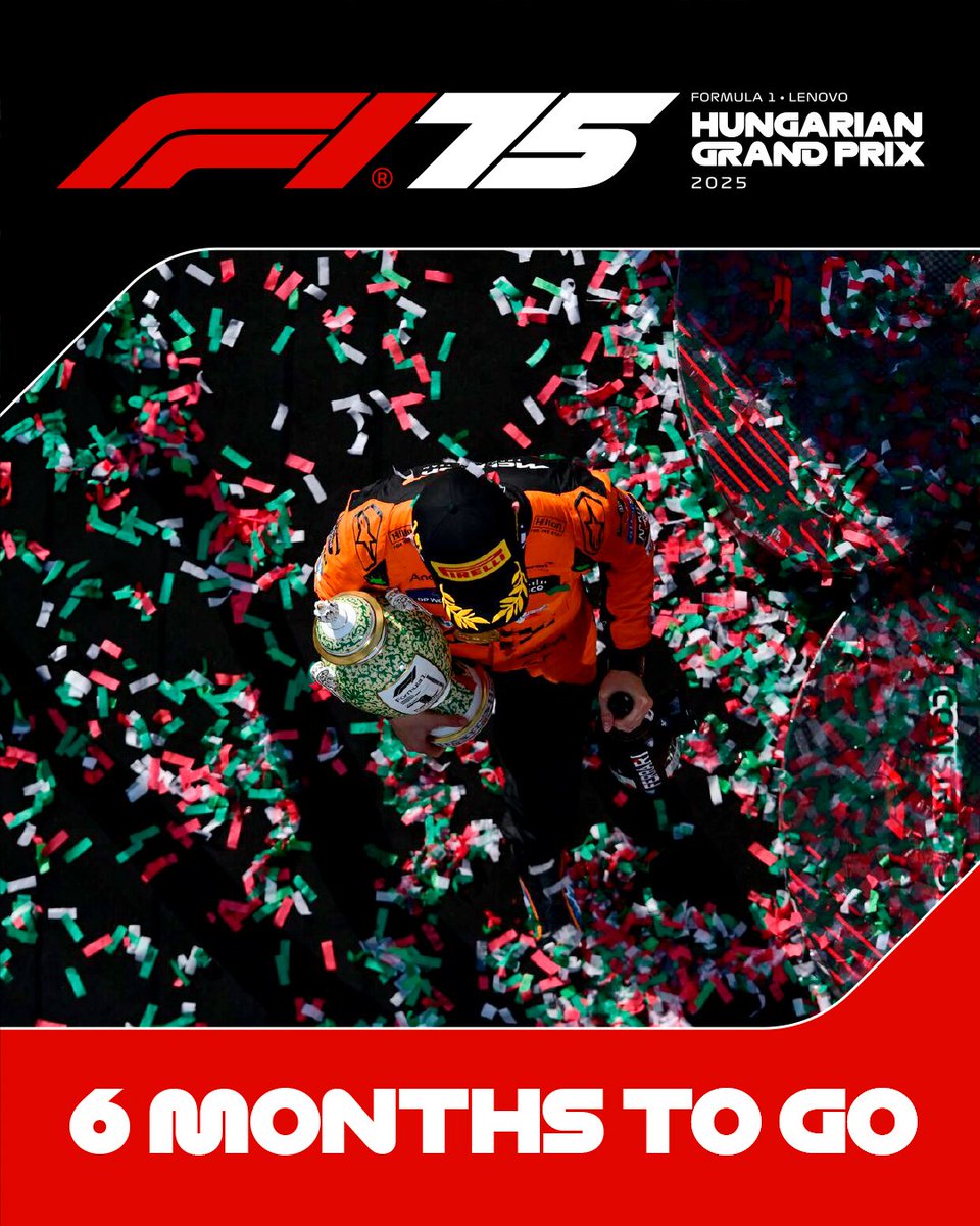 HungaroringF1's tweet photo. 6 months to go to the 40th Formula 1 Lenovo Hungarian GP.
Save the date: 1-3 August 2025.
#hungaroring #F1Hungary #HungarianGP #6monthstogo #gpticketshop https://t.co/kBtL9WVrm1