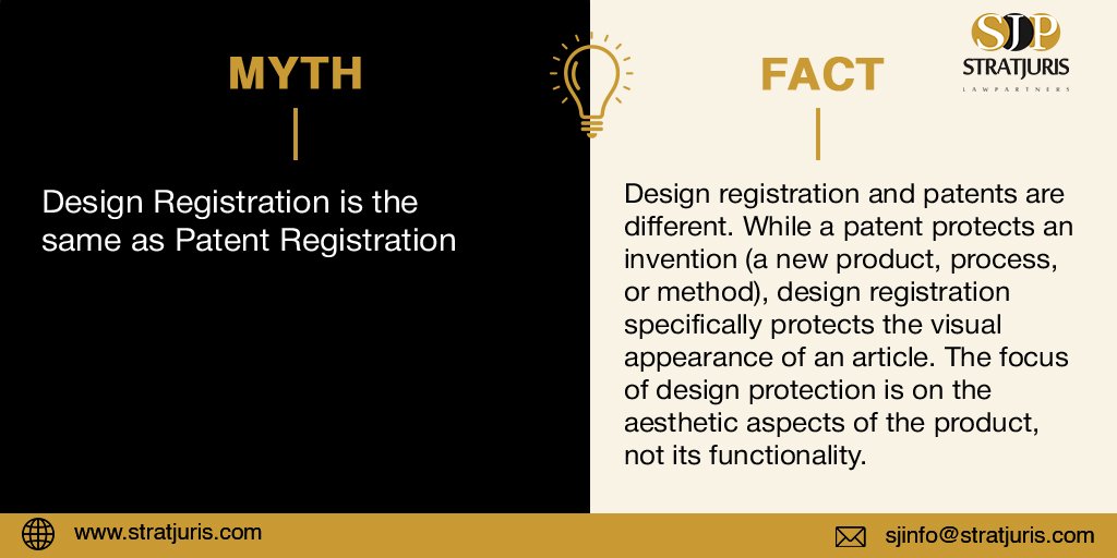 stratjuris's tweet image. Unveiling Legal Myths: Separating Fact from Fiction in the Legal World

#DesignRegistration #PatentVsDesign #AestheticProtection #IndustrialDesign #DesignLaw
#IntellectualProperty #DesignVsPatent
#IPProtection #DesignAct #ProductDesign
#InnovationProtection #mythbustingmondays