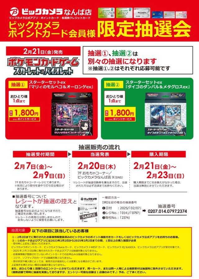 ビックカメラにてスターターセットex「マリィ」「ダイゴ」の抽選が予告