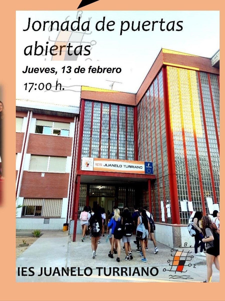 Jornada de puertas abiertas. Jueves, 13 de febrero de 2025 a las 17:00 h.
Os invitamos a conocer en <a href="/IesJuanelo/">IES Juanelo Turriano</a>, nuestros proyectos y nuestras instalaciones. 
¡Ven a conocernos!