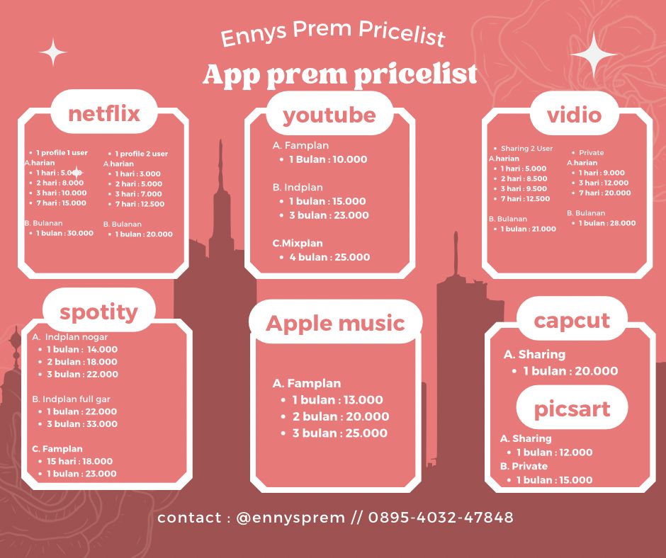 ennysprem's tweet photo. hai malam!, heres a pricelist for app prem murah kan?! grab it fast!, mumpung lagi stock!;p for details langsung aja drop ke w@ aku ya!🤗❤️ #zonauang #zonajajan ☎️:https://t.co/fpdFtCpKgZ https://t.co/qM0REBbtC9