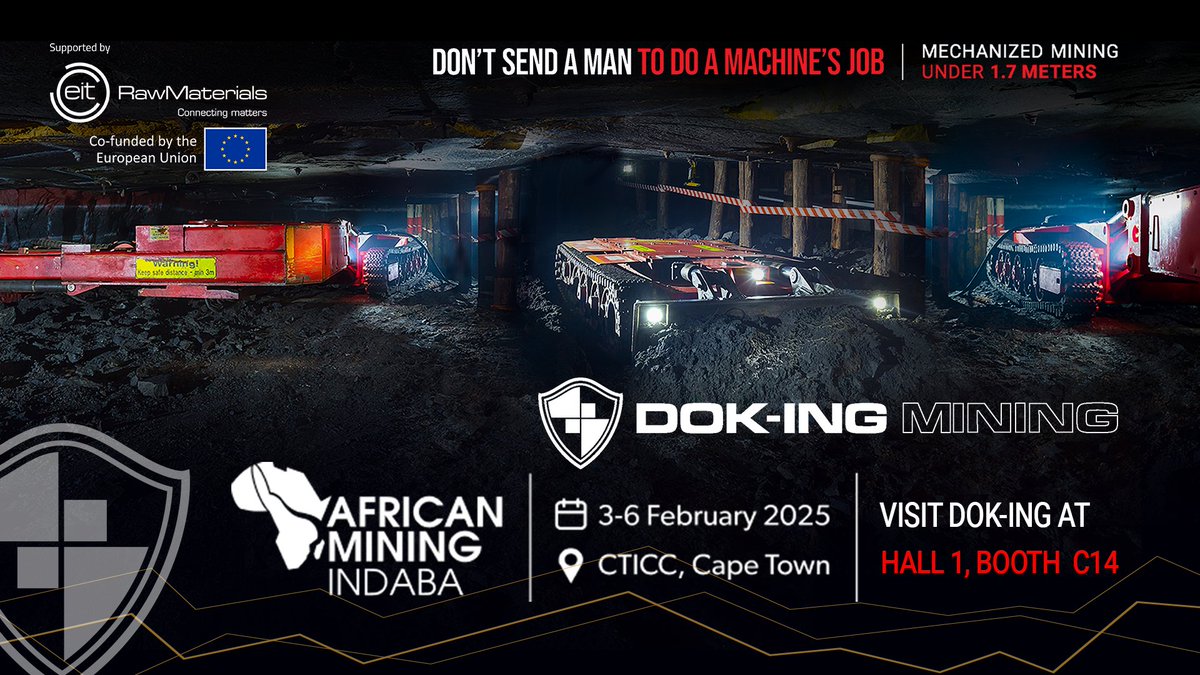 DOKING_Ltd's tweet photo. Mining Indaba 2025 is here & @DOKING_Ltd s making an impact!
Weโre excited to showcase our cutting-edge #UndergroundMining #robotics that redefines #mechanizedmining in #NarrowReef mines
๐#MiningIndaba2025 | #CapeTown, #SouthAfrica
๐Feb 3 - 6, 2025 |๐Hall 1, Booth C14
#EITRM https://t.co/NymiyI1ZzI