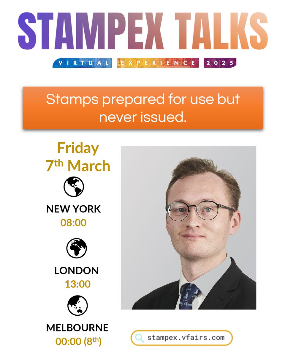 Virtual Stampex Talk Confirmed! 

Stamps prepared for use but never issued.

Oscar Young from Stanley Gibbons, examines the stories behind stamps that were prepared for use but never issued. During this talk we will discover the many reasons behind why some stamps never saw a