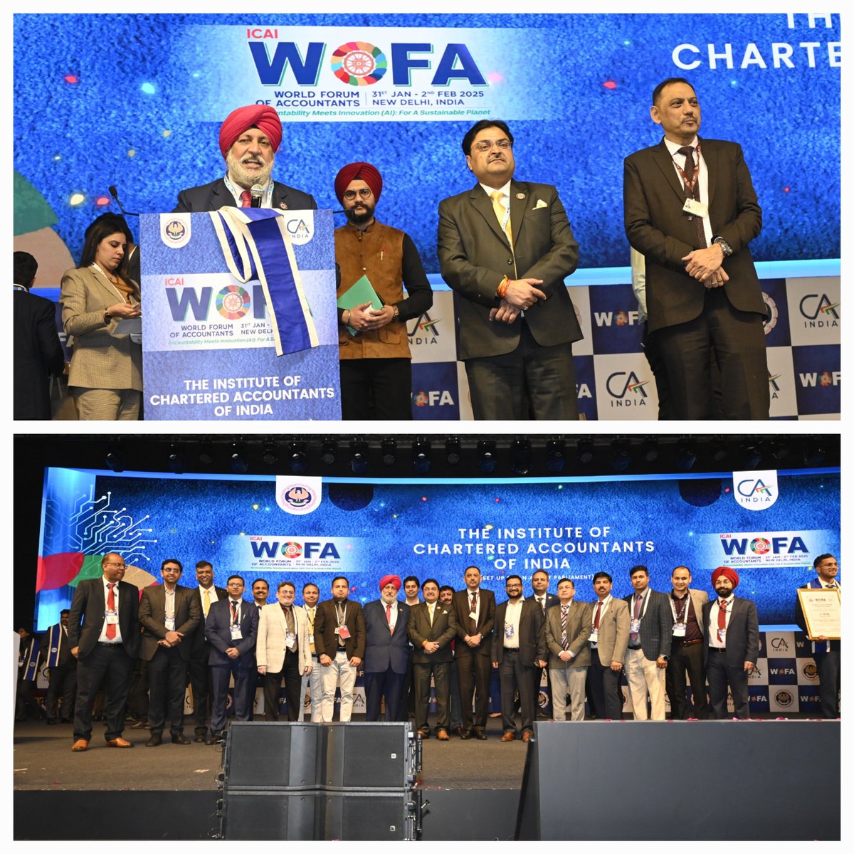 theicai's tweet photo. CA. Charanjot Singh Nanda, Vice President, delivered the formal Vote of Thanks at #ICAIWOFA2025 &amp; #ICAIAnnualFunction, expressing heartfelt appreciation to all esteemed speakers, delegates &amp; sponsors for their invaluable contributions in making this global forum a grand success! https://t.co/CYG0dse5A7