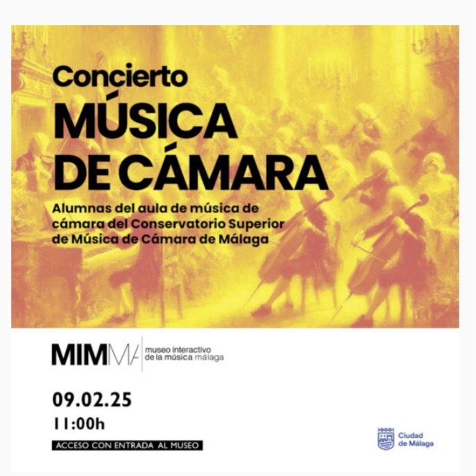 Mimma_Malaga's tweet photo. 🎻🎹CONCIERTO DE MÚSICA DE CAMARA🎹🎻
Este domingo a las 11:00h, las alumnas del Conservatorio Superior de Música de Cámara te invitan a disfrutar un concierto con obras de Bach, Telemann y otros.
#mimmamuseo #seruegatocar #pleaseplay #museo #música #Málaga #malagademuseos https://t.co/7UaM8DM4xc