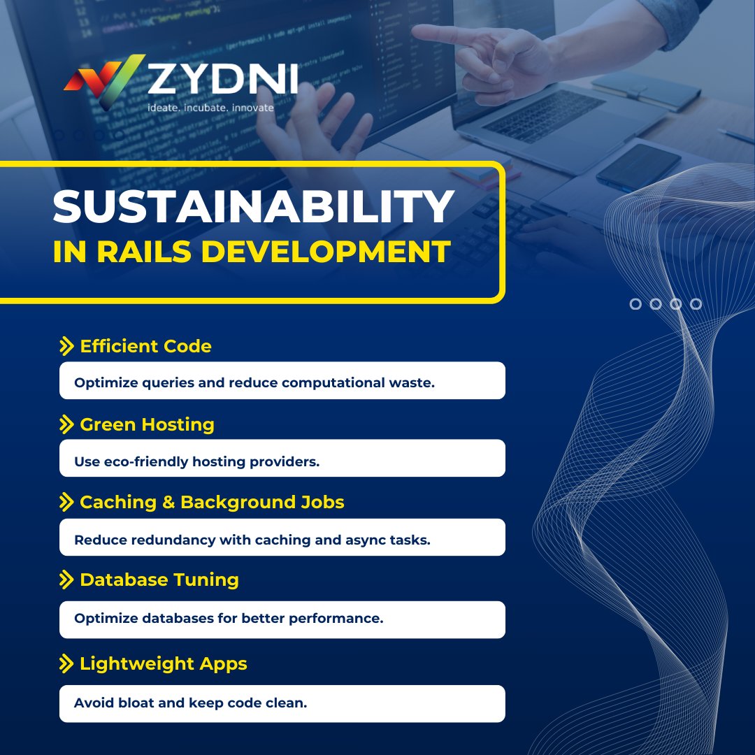 zydniofficial's tweet image. Building sustainable, eco-friendly applications begins with smart coding practices. Let’s create software that’s not only efficient but also kind to the planet.
Follow us for more insights on tech and sustainability!
#RailsDevelopment #Sustainability #GreenTech #CleanCode