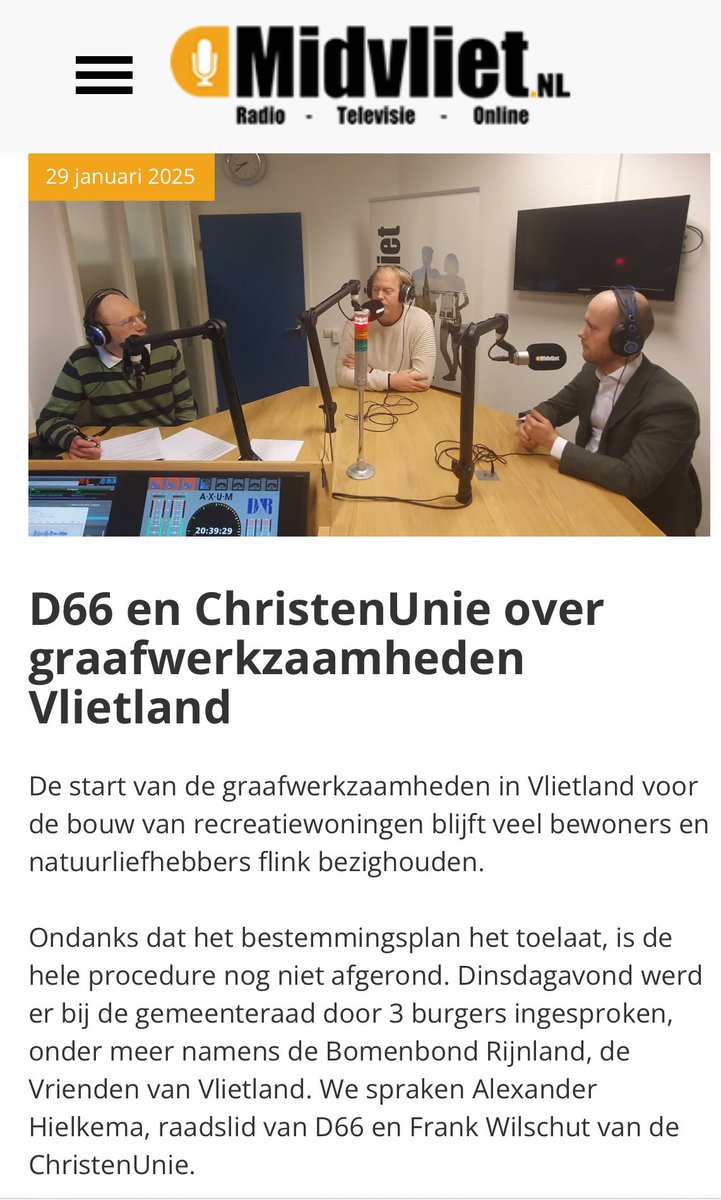 Luister het interview met <a href="/FrankWilschut/">Frank Wilschut</a> over de graafwerkzaamheden in Vlietland hier terug: midvliet.nl/podcasts/midvl…