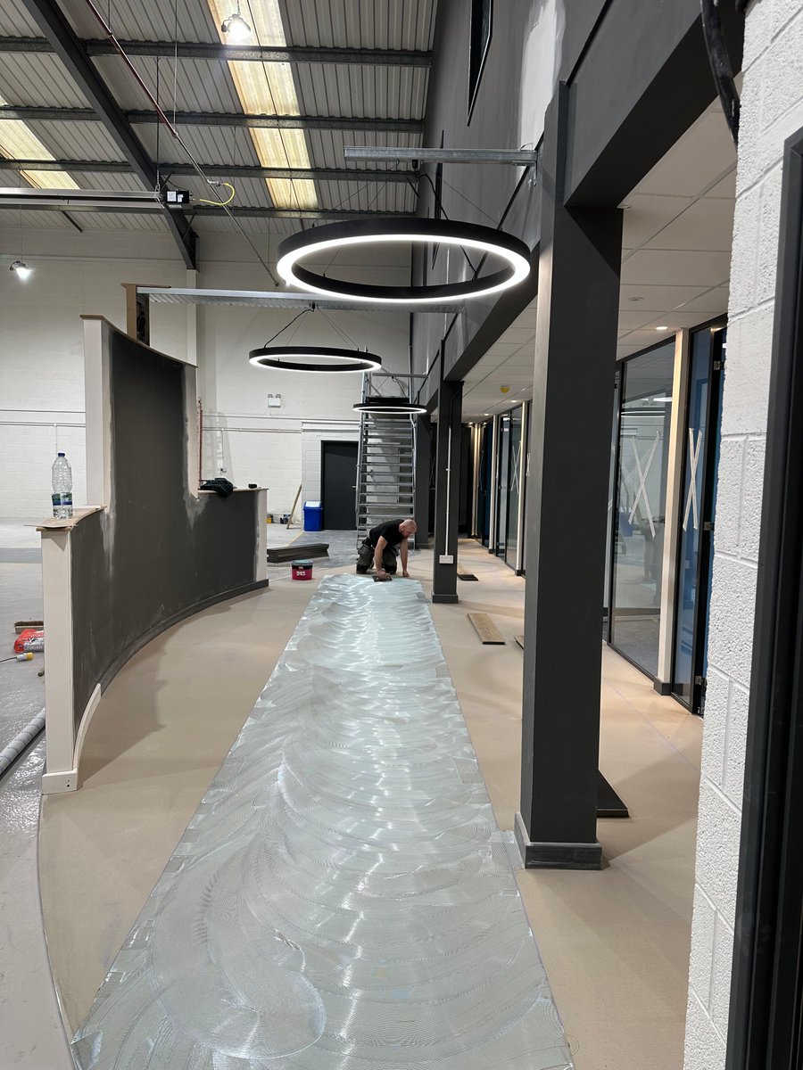 dsp_interiors's tweet photo. We’re continuing our behind-the-scenes updates on the fit out for RW Cars 🛠️ 

The old painted floor has been stripped back and Luxury Vinyl Tile Planks are being installed in the customer lounge area today. 

#officeready #newworkspace #fitoutprogress #flooring #DSPFitOut https://t.co/dk7K8voPYl