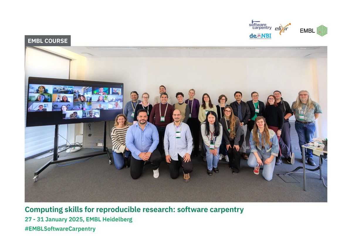 EMBLEvents's tweet photo. 🚀 Just finished the #EMBLSoftwareCarpentry course at EMBL last week!
A big THANKS to the instructors, organisers, and participants for an amazing, collaborative experience 🙌
From Git to Python and shell scripting, every session boosted efficiency, reproducibility, and transparency! 🔬💻