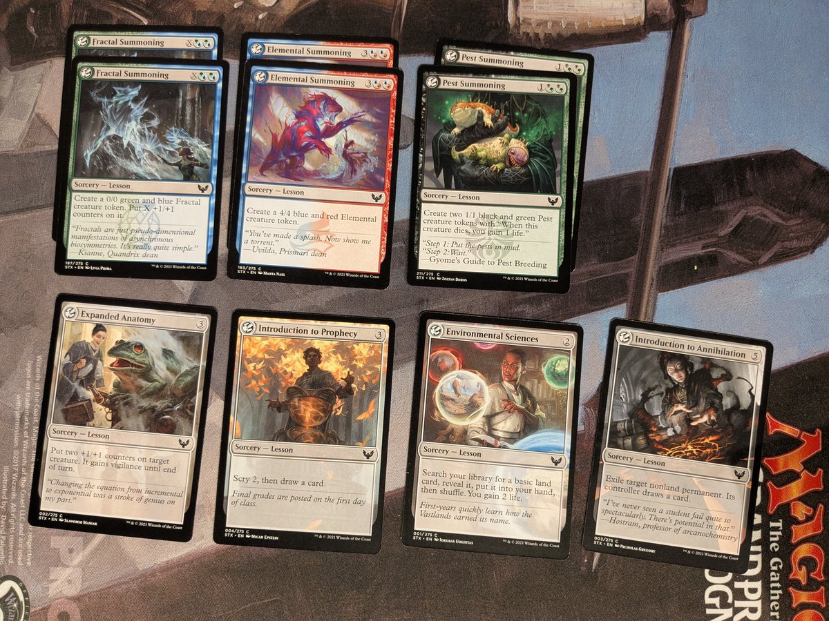 mtg_nomad's tweet image. 2-0-1 in a Strixhaven "Double Diploma" #MagicMates draft (6 packs each, packs are burned after 7 picks).

Built a classic UG deck with 11 lessons and 10 learn spells. Drew the finals to the only BW drafter in the pod with a pretty busted 8-rare deck.