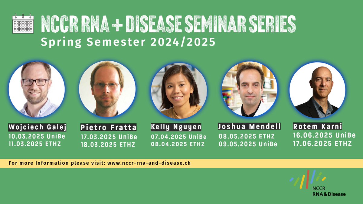 NCCR RNA & Disease (@nccr_rnadisease) on Twitter photo 📅 Program of the NCCR RNA & Disease Seminar Series for the Spring Semester 24/25: lnkd.in/dMZAmeHg
<a href="/DCBPunibern/">DCBPunibern</a> <a href="/unibern/">Universität Bern</a> <a href="/ETH_en/">ETH Zurich</a> <a href="/snf_ch/">Schweizerischer Nationalfonds (SNF)</a> <a href="/OMuhlemann/">Mühlemann Lab</a> 📅 Program of the NCCR RNA & Disease Seminar Series for the Spring Semester 24/25: lnkd.in/dMZAmeHg
<a href="/DCBPunibern/">DCBPunibern</a> <a href="/unibern/">Universität Bern</a> <a href="/ETH_en/">ETH Zurich</a> <a href="/snf_ch/">Schweizerischer Nationalfonds (SNF)</a> <a href="/OMuhlemann/">Mühlemann Lab</a>