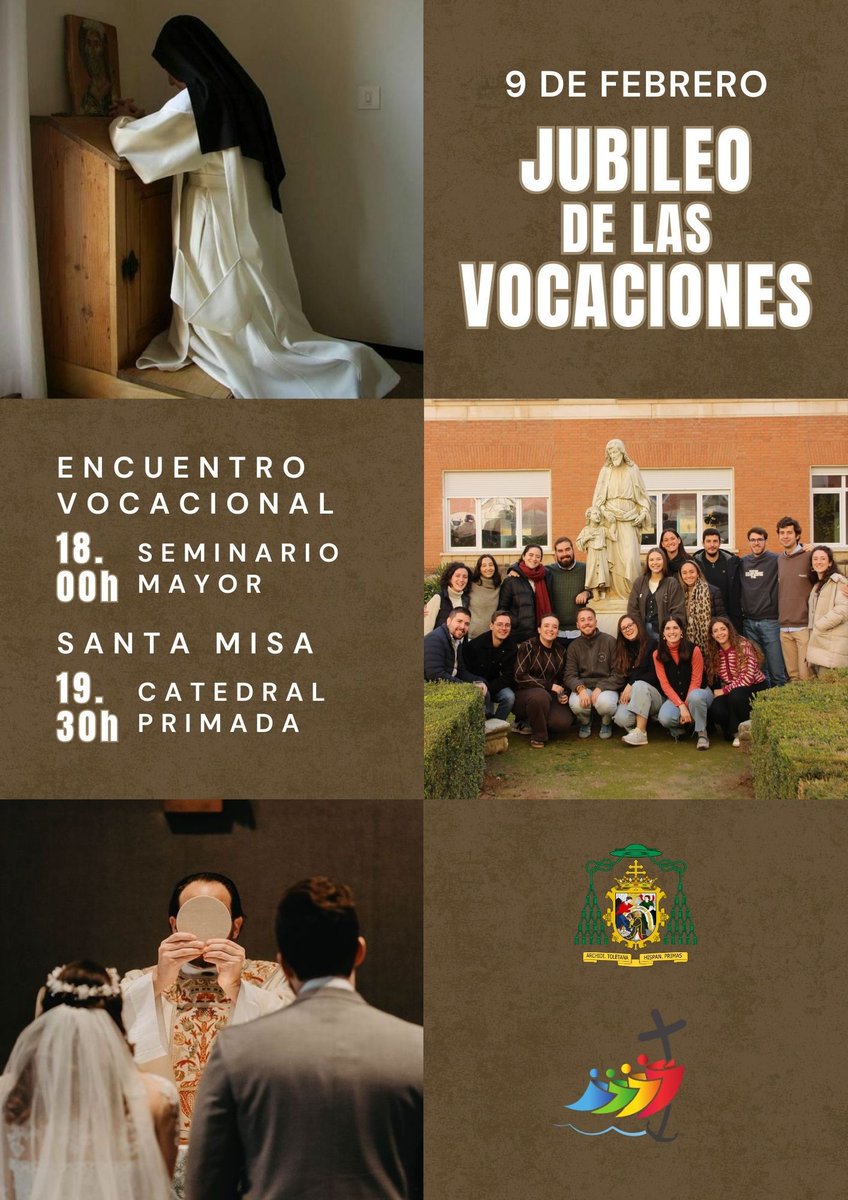 architoledo's tweet photo. En el contexto del congreso nacional de vocaciones que vivirá la Iglesia en España el próximo fin de semana, aquí en Toledo celebraremos el jubileo de las vocaciones.
#PeregrinosDeEsperanza #LLamados #Enviados https://t.co/r7EA4JAKAF