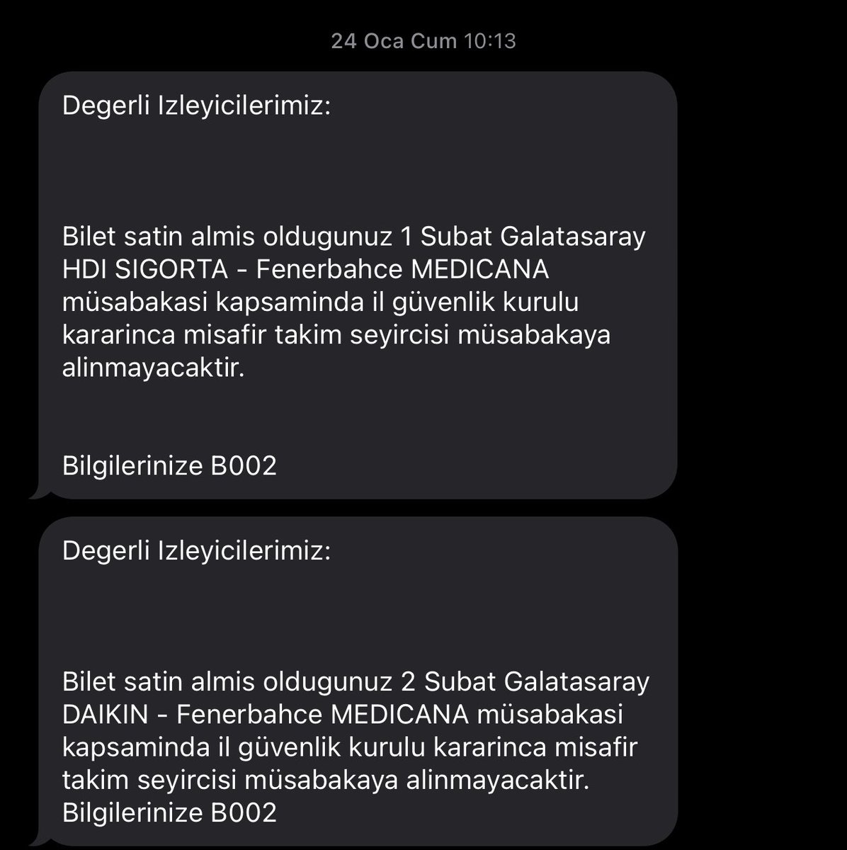 İki defa mesaj atılmıştı oysa ki. İl güvenlik kurulu kararı vardı. Tuttuğu takımın bir hafta sonraki kendi evinde oynadığı maça götürebilirdi. Çocuğumun yüzde 1 üzülme ihtimali olsa yine de göze almam şu hareketi