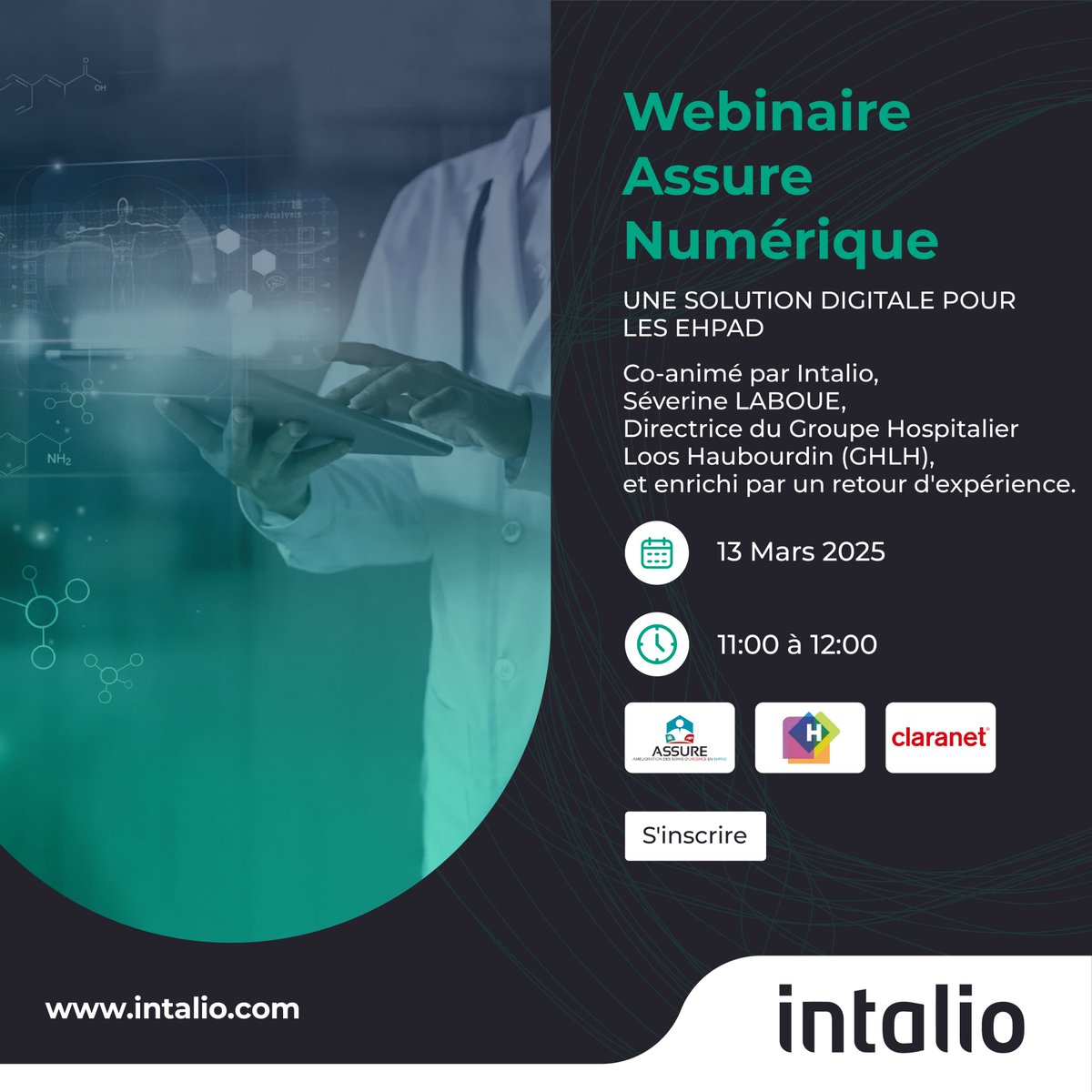 intalio_group's tweet photo. 📢 Participez au webinaire Assure Numérique, une solution digitale pour les EHPAD !

📅13 mars 2025 | 🕚11h-12h

🚀Découvrez comment la digitalisation transforme la gestion des EHPAD !

🔗Inscription : https://t.co/SBy5JrIf1K

#EHPAD #assure #Innovation #intalio #Sante https://t.co/Oo5umHLsWg