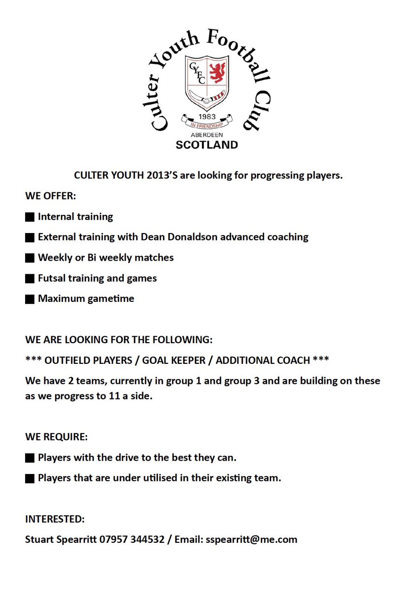 SpearrittStuart's tweet photo. Player opportunities! https://t.co/RpOWn7H8uw