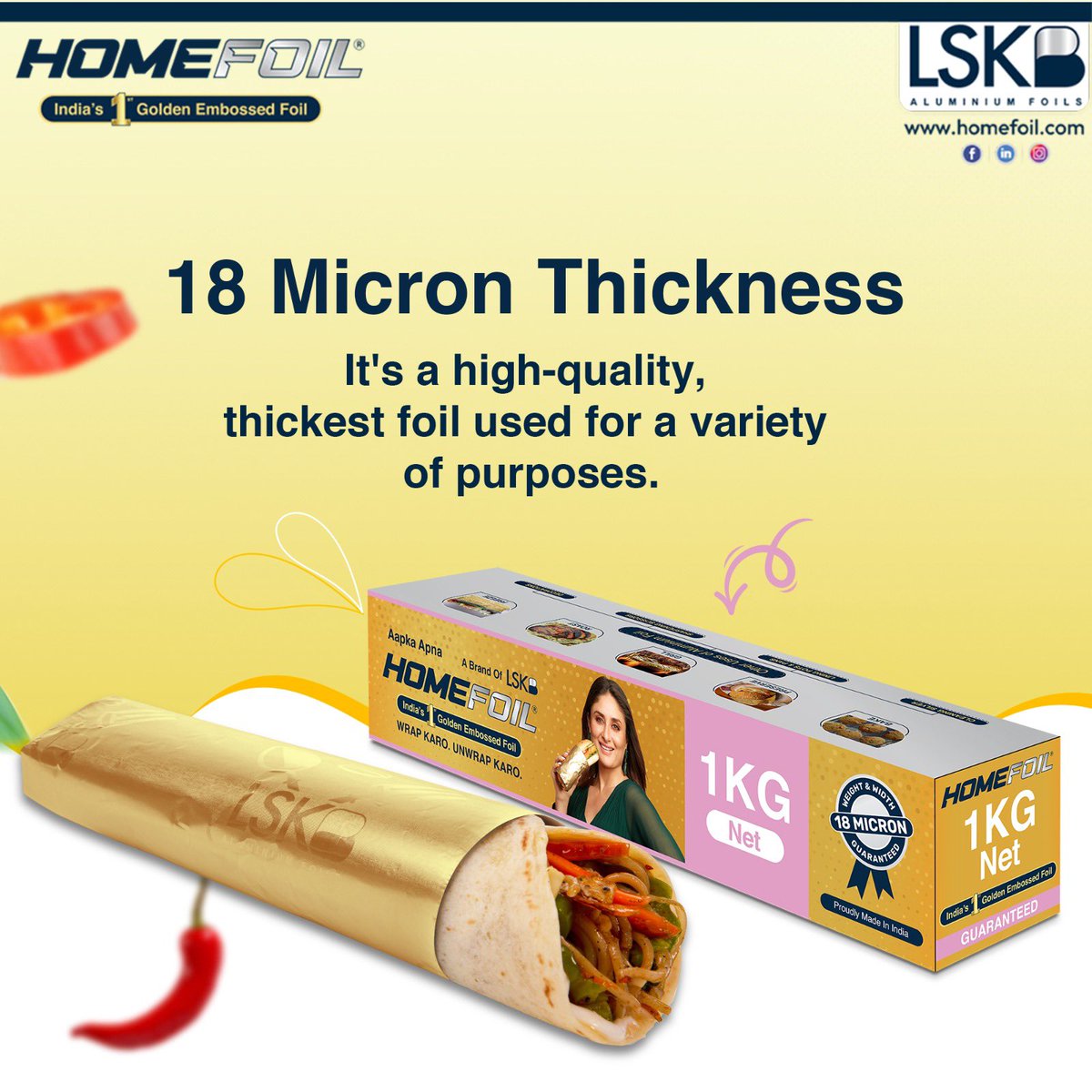 homefoil's tweet photo. Do you know why Kareena chose Homefoil?
✅ Ultra-premium foil with 18-micron thickness
✅ Keeps your food fresh,always
✅ Durable, versatile & a must-have in every kitchen
✅ Safest built-in cutter for effortless use
#Homefoil #Goldenfoil #KareenaChoice #KareenaKapoorKhan #LSKB https://t.co/zJOK4qEXSW
