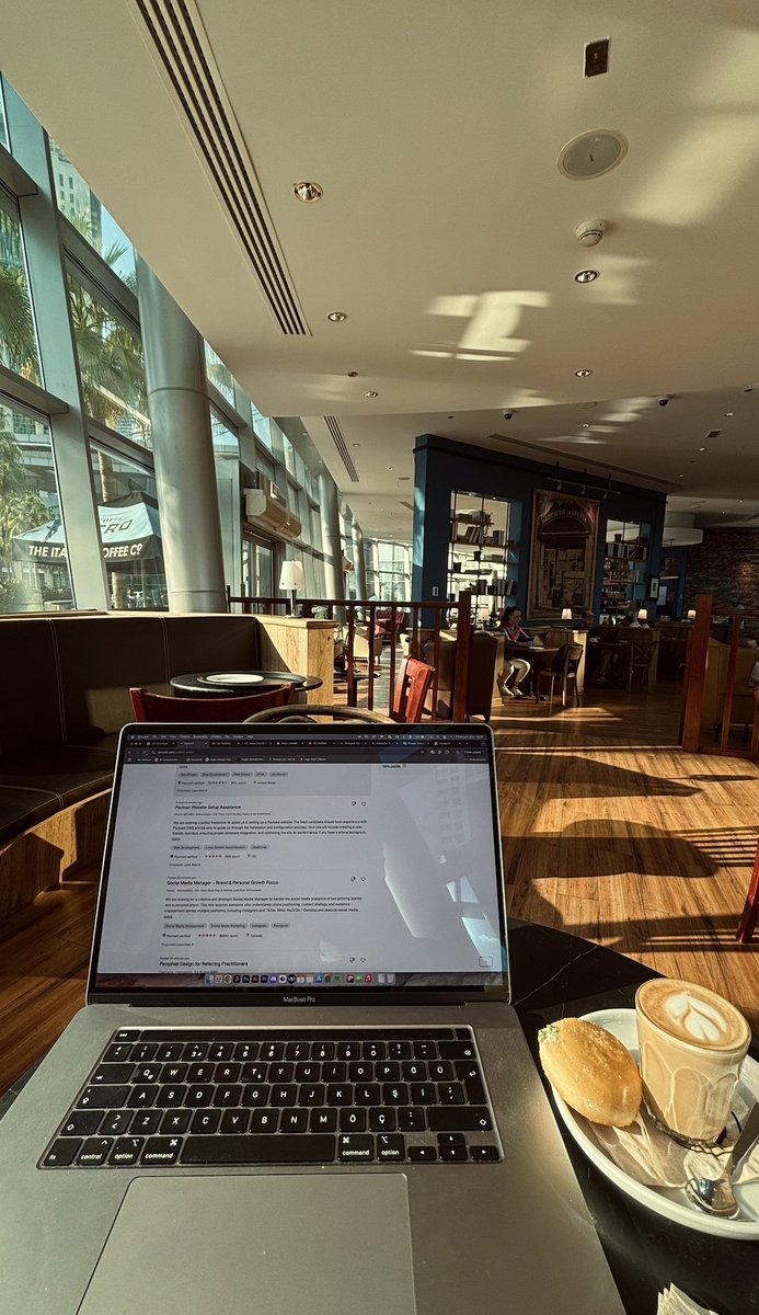 A nice cafe to work in Dubai. It is located inside the DMCC Lounge in JLT. It’s a quiet place with fast internet, mostly used for business meetings. Their coffee is not amazing, but it's a great spot to focus on work. I highly recommend it.
#freelancers #remotework #remotejobs