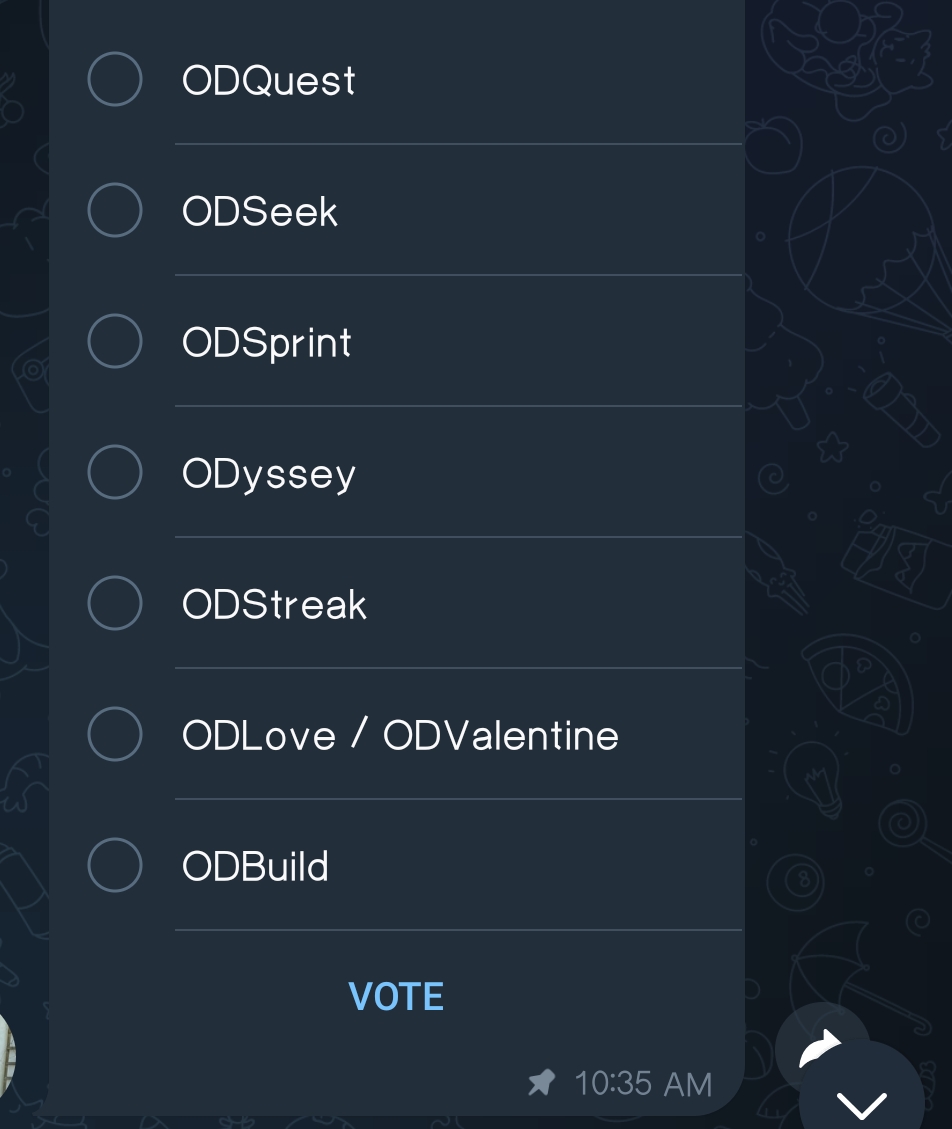codeX_james's tweet photo. I suggested a name for the next ODHack, 'ODBuild', and it's made it to the voting pool! Please help me vote for 'ODBuild' as the name for the next ODHack. Here's the link to vote: https://t.co/XEQSsYo11q
@OnlyDust_com @blumebee_ #Onlydust #ODBoost https://t.co/fwAhkf3ev4