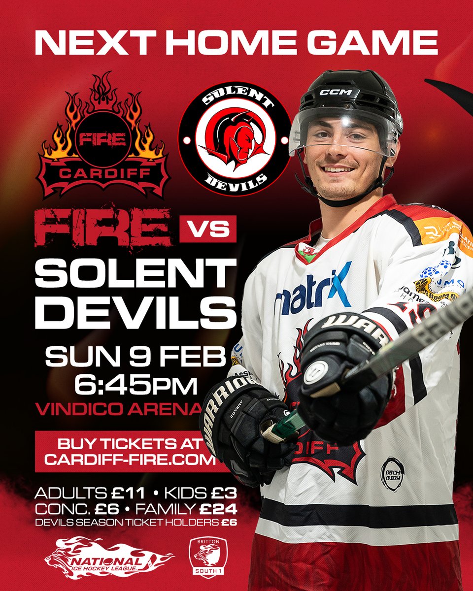 CardiffFireIHC's tweet photo. ✨🎟️ 𝗪𝗜𝗡 𝗜𝗖𝗘 𝗛𝗢𝗖𝗞𝗘𝗬 𝗧𝗜𝗖𝗞𝗘𝗧𝗦 🎟️✨

𝗟𝗶𝗸𝗲 &amp; 𝗥𝗲𝗽𝗼𝘀𝘁 this post for your chance to win 2⃣ tickets to Sunday's home game against Solent Devils at the Vindico Arena 🔥🏒

Comp closes 12pm Sat 8th. T&amp;Cs below. Good luck 🤞

Tickets 👉 https://t.co/F649B7gjRK https://t.co/kkwJIxo5YC