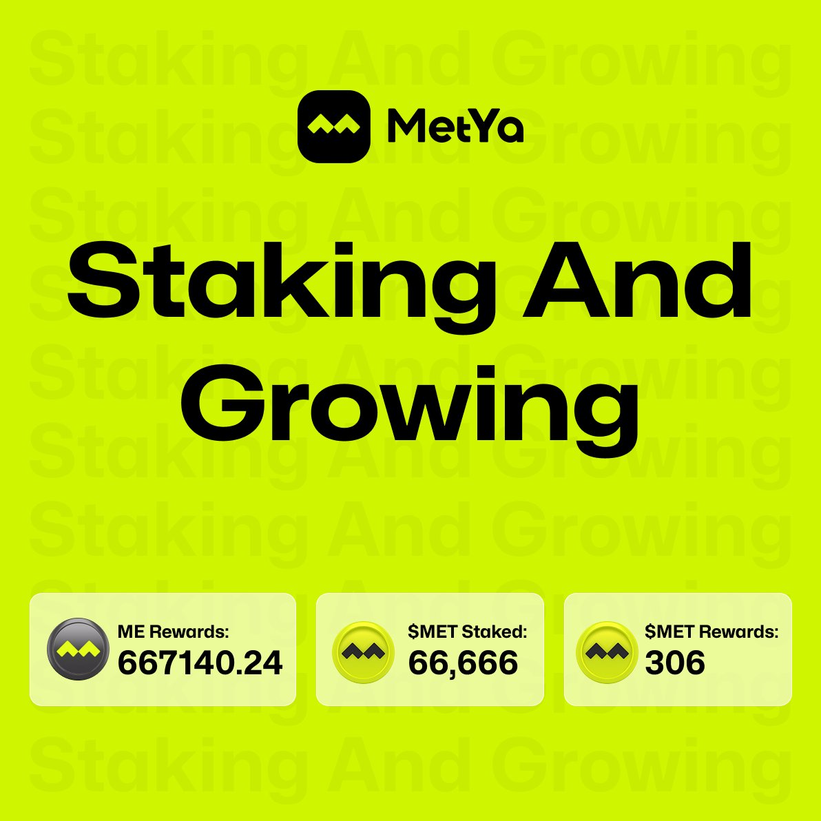Stake your $MET and let your rewards grow steadily, day by day. 🌿 

metya.com/center

*Data shared by community members