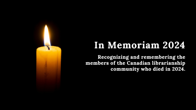 In Memoriam 2024 librarianship.ca/blog/in-memori…

Recognizing and remembering members of the Canadian librarianship community who died in 2024.