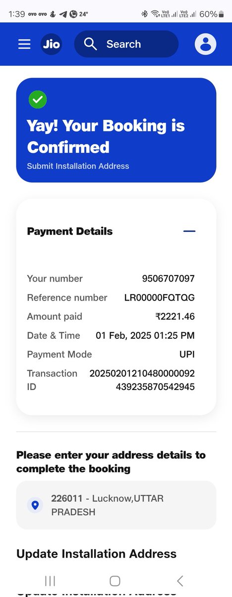 panku160987's tweet photo. @JioCare @reliancejio जिओ फाइबर का कनेक्शन लिए हुए 3 दिन हो गए हैं मगर अभी तक कोई भी फोन कॉल नहीं आई है और ना ही कॉल सेंटर पर बात हो पा रही है निवेदन है कि जल्द से जल्द समस्या का समाधान कराए https://t.co/lrMrh9yJhT