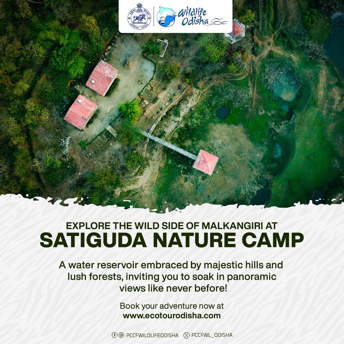 "Unveil the magic of #SatigudaNatureCamp, 8 km from #Malkangiri town! Trek, boat, picnic, &amp; soak in panoramic views. unwind in cozy cottages 
Don’t miss out on nearby wonders
📍Satiguda dam
📍Jaduguda eco-park
📍Bonda eco-park 
📍Bonda hills  
#odishatourism
