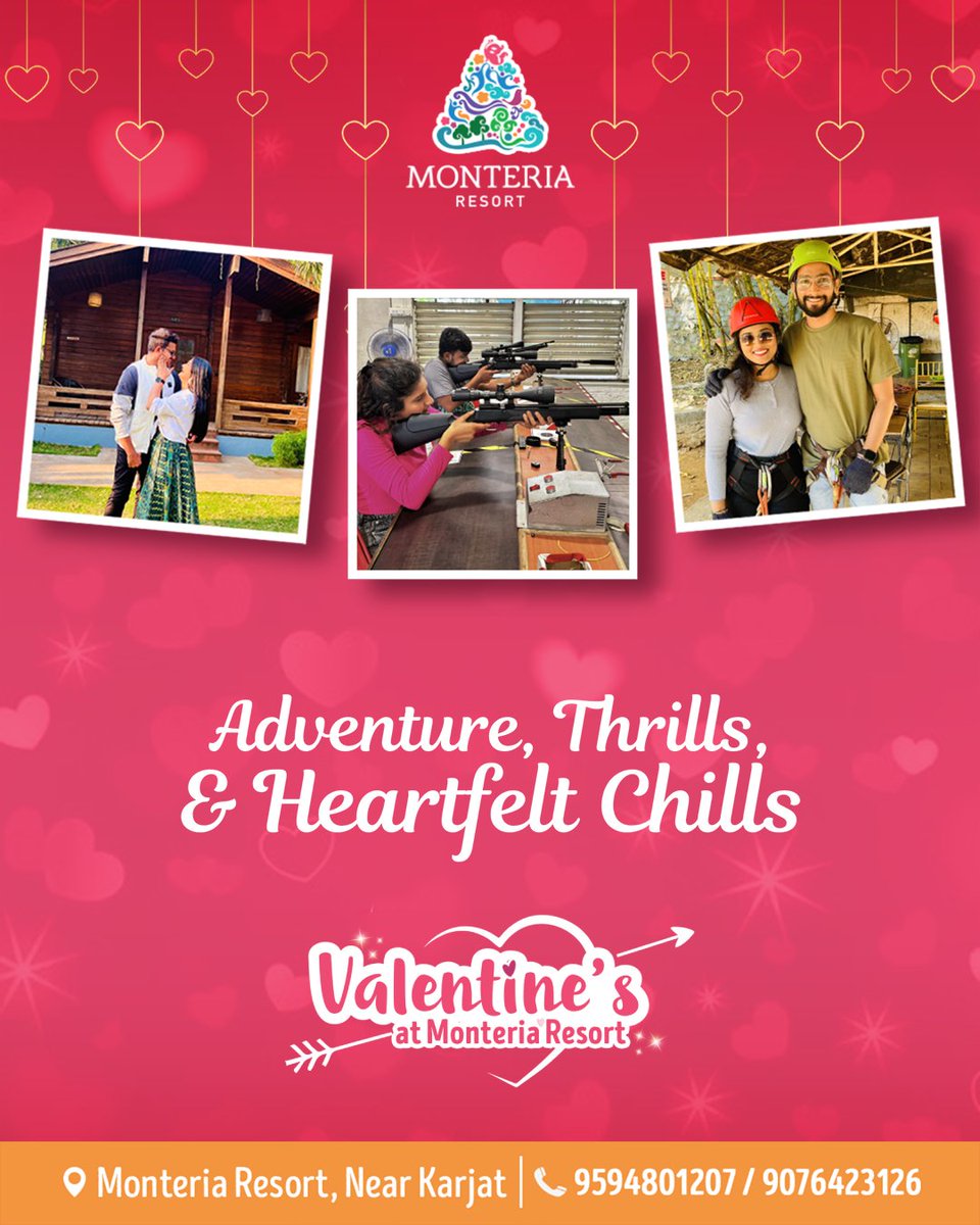 MKhalapur's tweet photo. Because the best love stories come with a little more adrenaline! 💘

This #Valentine’s, let your hearts race for the thrill and each other!🎢

Plan your adventure-filled staycation at #MonteriaResort, near Karjat.

📞 9594801207/9076423126

 #AdventureResort #Valentine2025 https://t.co/e59wQcvUeO