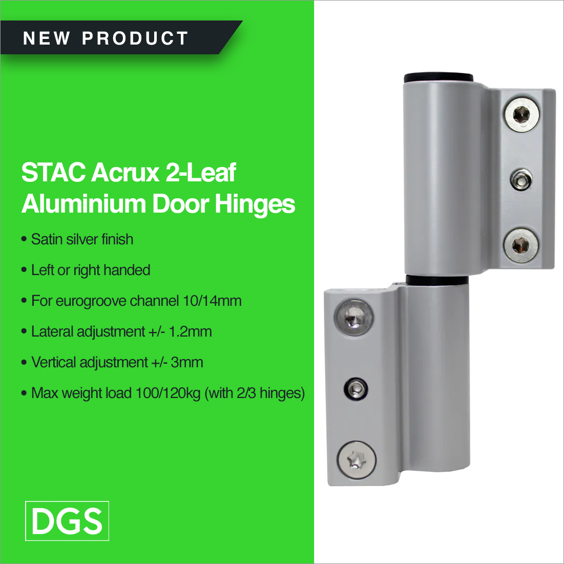 Latest product! We now stock the STAC Acrux 2-Leaf Aluminium Door Hinges

Find out more here
dgsupp.uk/stac-acrux-alu…

#hardtofindparts #doorhinges #uPVCdoors