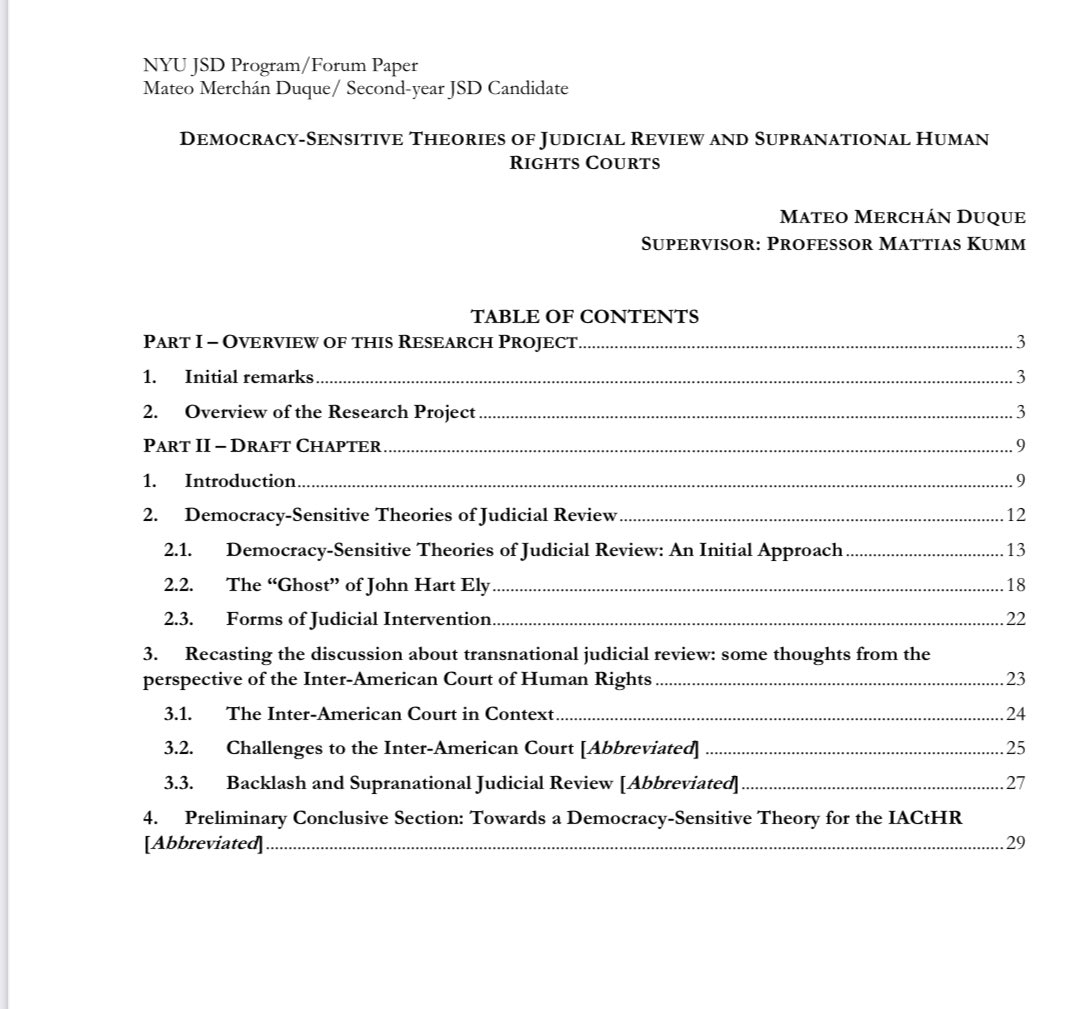 Good luck to JSD Mateo Merchán Duque! This morning he will present his chapter: “Democracy-Sensitive Theories of Judicial Review and Supranational Human Rights Courts” <a href="/JSDNYU/">jsdnyulaw</a> <a href="/nyulaw/">NYU Law</a> 👏🌷
law.nyu.edu/llmjsd/jsdprog…