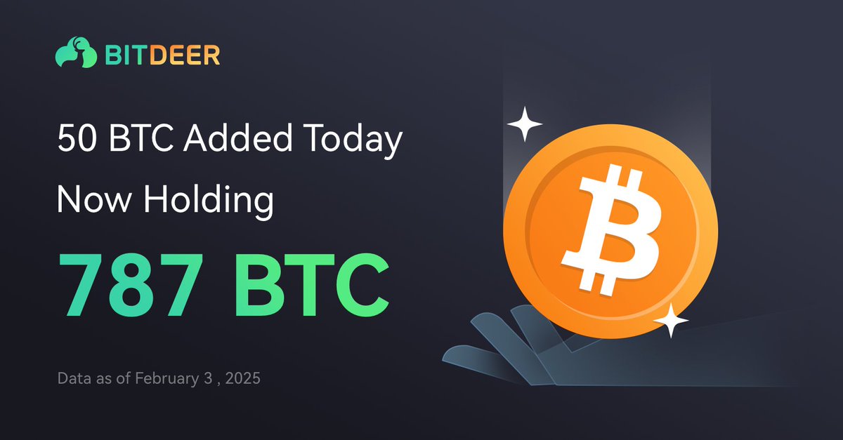 Today, we acquired 50 #BTC for $4.74M, reinforcing our commitment to #Bitcoin. As of 8:00 PM on February 3 (Singapore Time), 2025, our total holdings stand at 787 BTC.
#Bitcoin #BitcoinHoldings #BTC #btcmining $BTDR