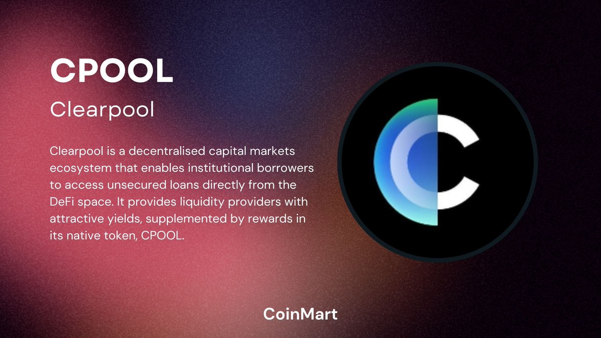 WeAreCoinMart's tweet image. 🚀 Discover $CPOOL - @ClearpoolFin 
and its growing community!  Now available for trading on CoinMart: trade.coinmart.nl/en-GB/basic-tr…

#cpool #clearpoolfin #crypto #cryptocurrency
