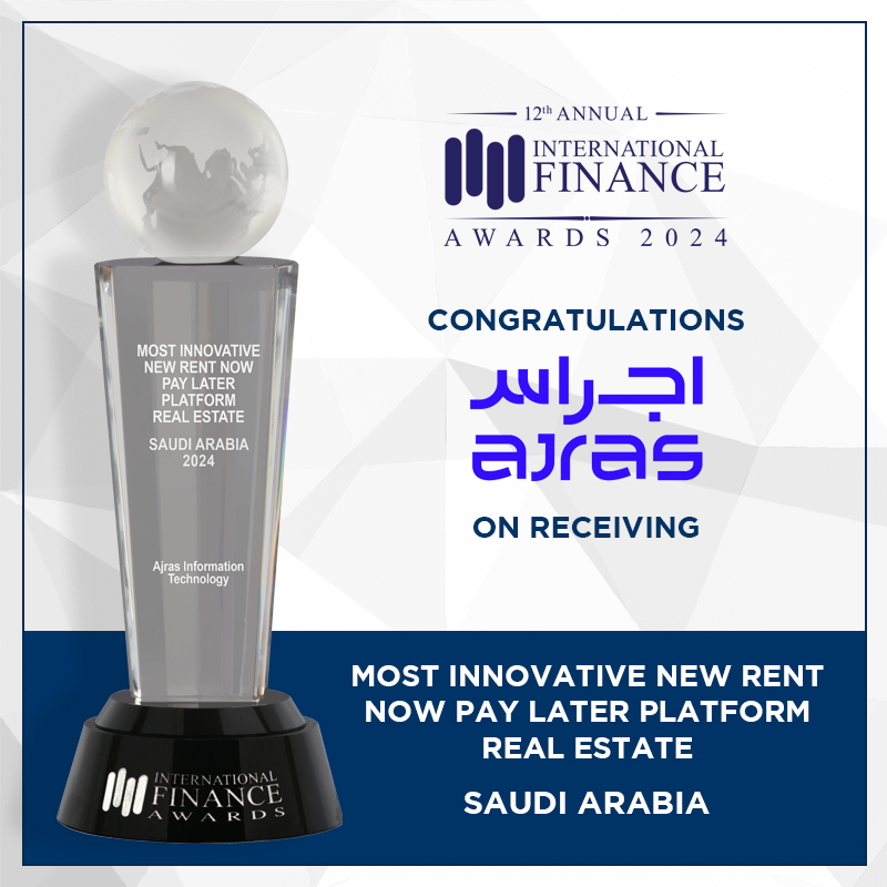 Congratulations to <a href="/Ajras2022/">أجراس | Ajras</a> on winning the “Most Innovative New Rent Now Pay Later - Real Estate in Saudi Arabia 2024” award from <a href="/IntlFinanceMag/">International Finance</a> at the IFM Awards 2024.