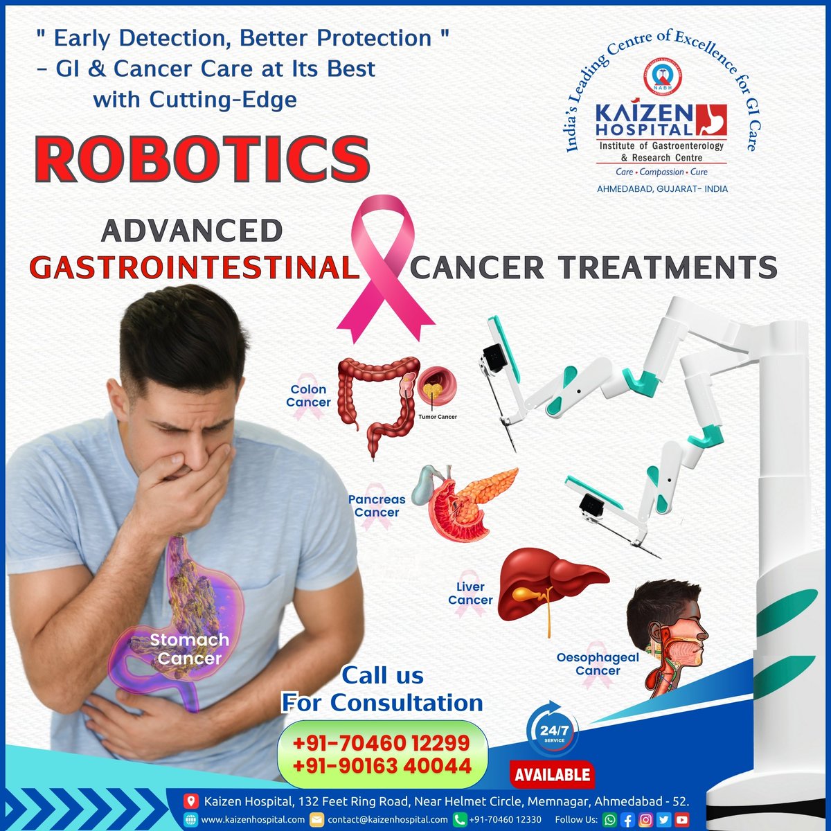 KaizenHospital's tweet photo. 🌟𝙋𝙞𝙤𝙣𝙚𝙚𝙧𝙞𝙣𝙜 𝙂𝙄 &amp; 𝘾𝙖𝙣𝙘𝙚𝙧 𝘾𝙖𝙧𝙚 𝙬𝙞𝙩𝙝 𝘼𝙙𝙫𝙖𝙣𝙘𝙚𝙙 𝙍𝙤𝙗𝙤𝙩𝙞𝙘𝙨
🌟Kaizen Hospital, Ahmedabad, bring cutting-edge robotic surgery to treat GI cancers, hernia, obesity, and complex digestive diseases with precision, minimal pain, and faster recovery. https://t.co/saceCqiIBx