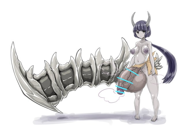 節分(昨日)なので理想のふたなり鬼っ娘描いてたら武器の方に気合が入ってしまった。 