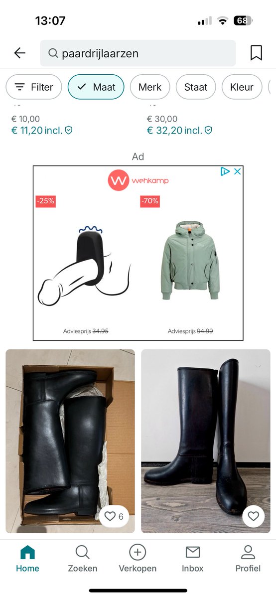 IvetteDijk's tweet photo. Eh @wehkamp  bijzondere reclame als ik op @vinted zoek op #paardrijlaarzen 🫢 https://t.co/lHHHcQONzG