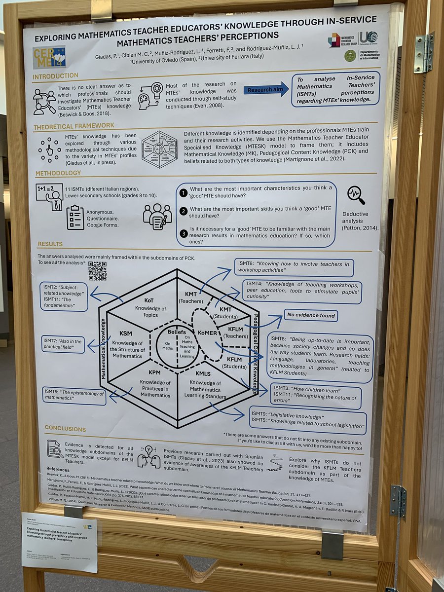 Empezamos la semana en Bolzano presentando nuestro póster sobre el conocimiento de los MTE en #CERME14 😎
