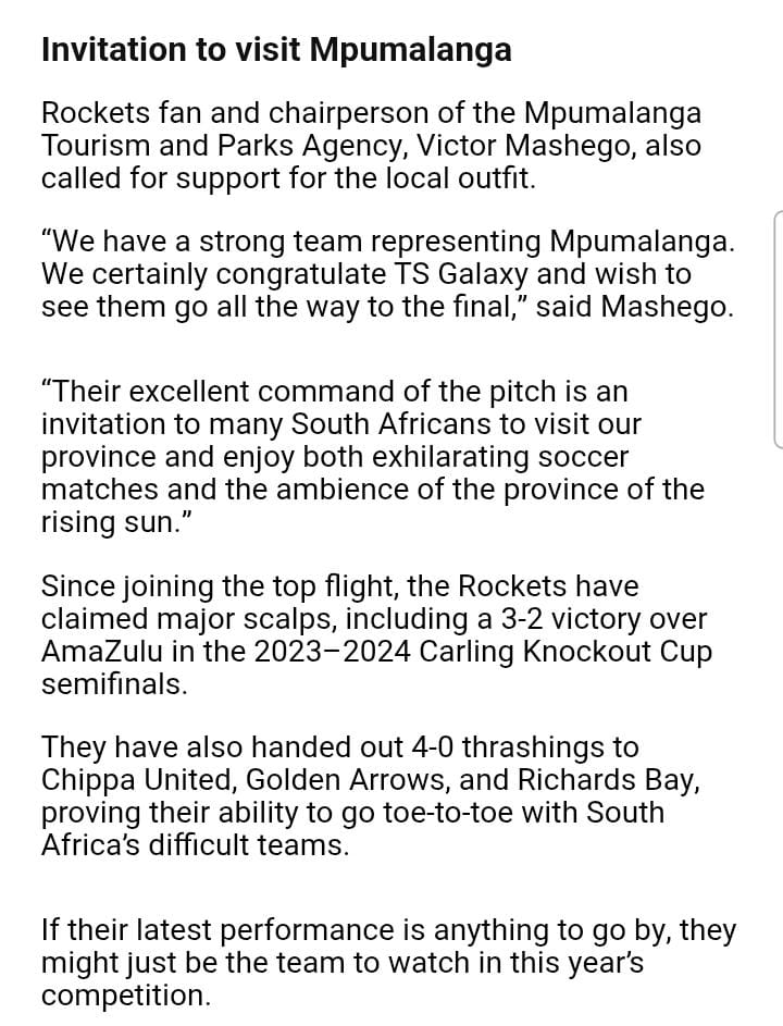 We urge all residents of Mpumalanga to support <a href="/TSGALAXYFC/">TS Galaxy FC</a>, this massage is also supported by the number one citizen <a href="/Mandla_Ndl/">Mandla Ndlovu 🇿🇦</a>