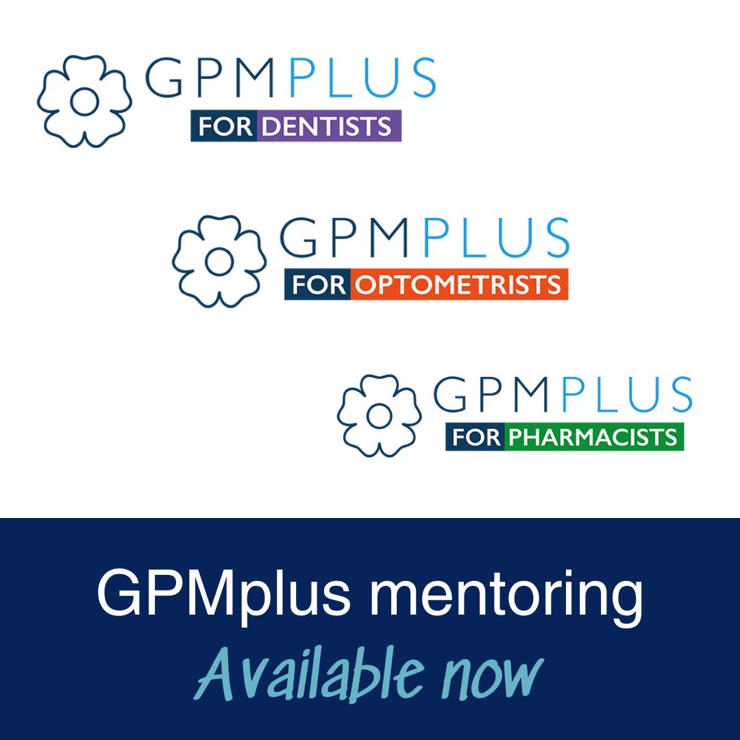 GPMplus mentoring is available for dental, optometry and pharmacy professionals in Humber &amp; North Yorks and West Yorks. There's no charge, thanks to funding from NHSE. Find out more at gpmplus.co.uk/mentoring/ @cpwyinfo @cpny_news <a href="/CandK_LOC/">Calderdale & Kirklees Local Optical Committee</a> <a href="/leeds_loc/">Leeds LOC</a> @locsu