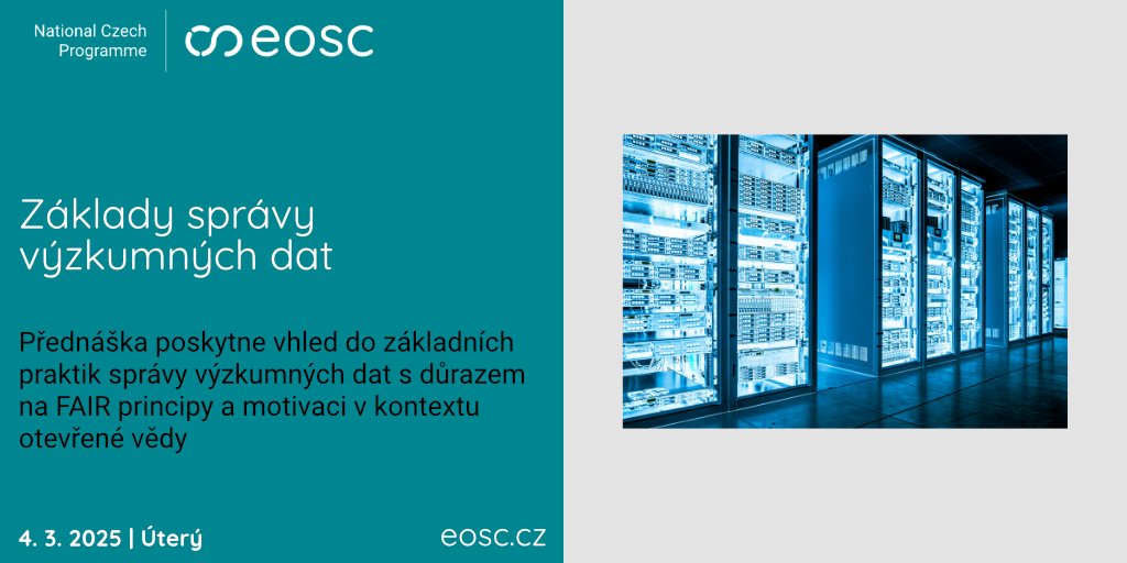 ŠKOLENÍ | 🔎 Základy správy výzkumných dat
Jak správně spravovat výzkumná data podle principů FAIR? Jak zajistit, aby byla dostupná, srozumitelná a znovupoužitelná? 📊🔗 Připojte se k online školení 4. března 2025 (10:00–12:00) a osvojte si klíčové koncepty Research Data