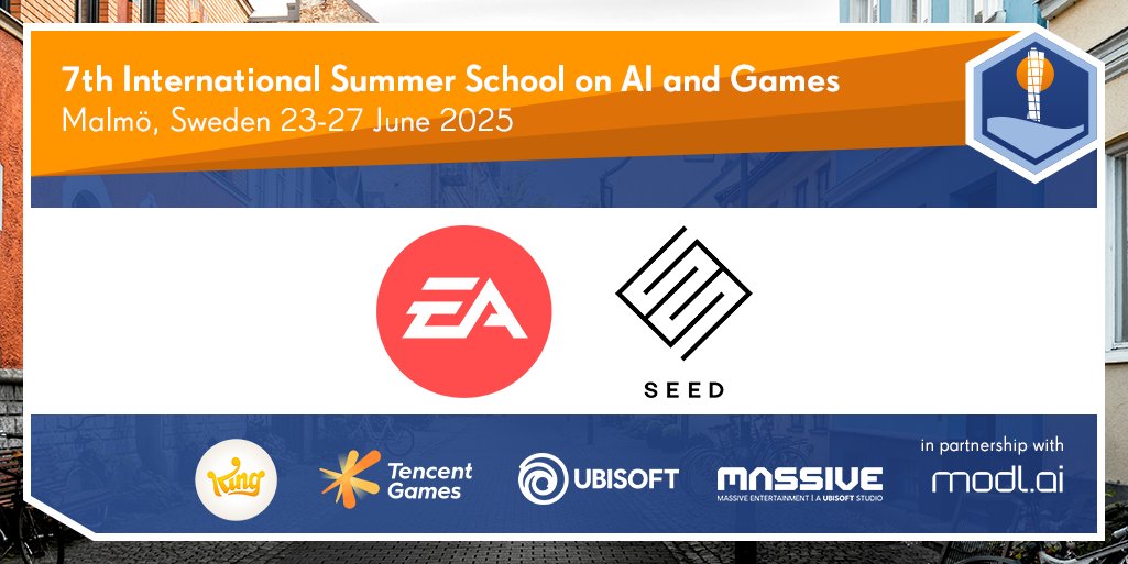 AI and Games School 2025 (@gameaischool) on Twitter photo We are excited to partner with <a href="/EA/">Electronic Arts</a> & <a href="/seed/">SEED</a> for the #GameAISchool25! SEED is at the forefront of AI, machine learning, and game tech research, driving the future of interactive experiences.
Join us and explore the next era of game AI!
Register today! school.gameaibook.org/#registration We are excited to partner with <a href="/EA/">Electronic Arts</a> & <a href="/seed/">SEED</a> for the #GameAISchool25! SEED is at the forefront of AI, machine learning, and game tech research, driving the future of interactive experiences.
Join us and explore the next era of game AI!
Register today! school.gameaibook.org/#registration