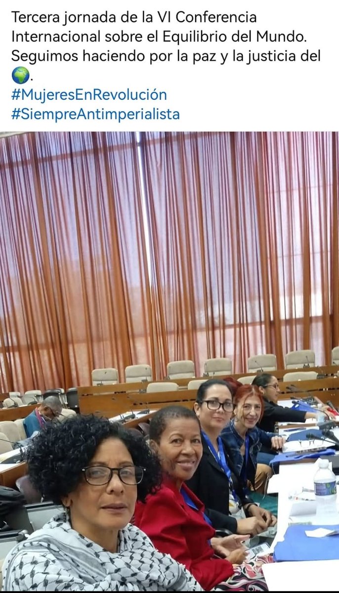 El Movimiento Democrático de Mujeres ha participado con la <a href="/FMC_Cuba/">FMC de Cuba</a> en la VI Conferencia Internacional por el equilibrio del mundo, que ha tenido lugar en La Habana, Cuba del 28 al 31 de enero de 2025

#Cuba #FMC #MDM #LaHabana #VIConferenciaInternacionalEquilibrioMundo