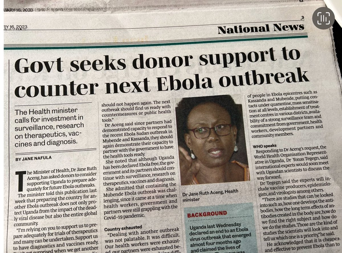 JKabuleta's tweet photo. There’s a small cabal of mongrels at the Ministry of Health @MinofHealthUG with a voracious appetite for donor cash who are willing to hold the whole country hostage. 

They look nostalgically back to the days of COVID when they were the center of the world; donor cash was flowing, supplementary budgets passed on a whim, and their apartment blocks in the Kampala suburbs were rising faster than hot-air balloons. 

They keep trying to relive the COVID days by constantly manufacturing pandemics to arm twist bazungu. Within three days of America turning off its aid taps, they announced a recurrence of Ebola. It’s predictable and shameless.

It’s callous too, because several legitimate businesses are suffering immensely as a result. Tourism is on its knees, Ugandans traveling abroad are subjected to humiliating quarantine all because some civil servants are scheming for free money. The rest of the country can go hang. They don’t give a nickel. 

Now consider the absurdity of this headline from several months ago. They wanted money for the “next outbreak”. How ridiculous!

There has to be a change at the Ministry of Health before those clowns turn Uganda into the pandemic capital of the world.
