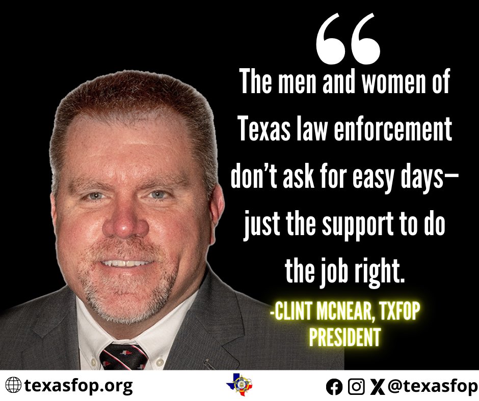 “The men and women of Texas law enforcement don’t ask for easy days—just the support to do the job right.”- 
TXFOP President Clint McNear

#TXFOP #txlege